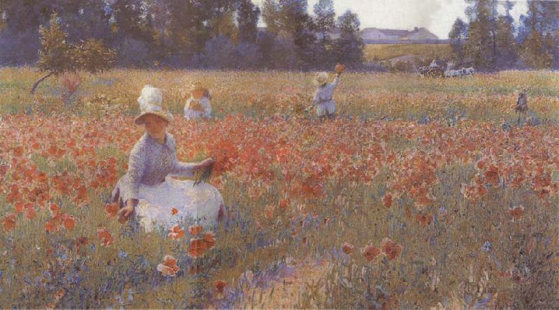 Robert William Vonnoh In Flanders Field Where Soldiers Sleep and Poppies Grow China oil painting art